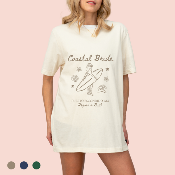 Playera oversize personalizada "coastal bride"