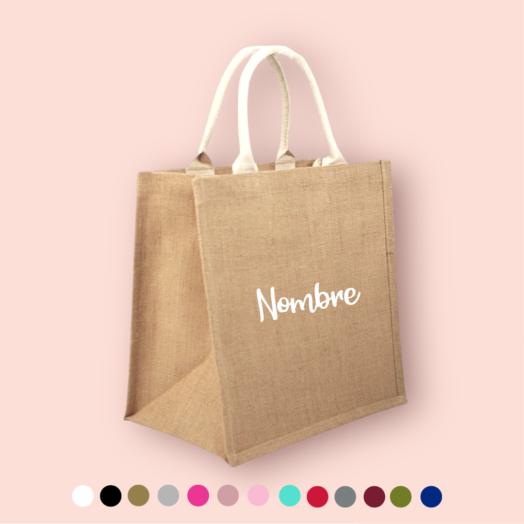 Bolsa De Yute Con Diseño De Flor De Nacimiento Con Nombre Personalizado