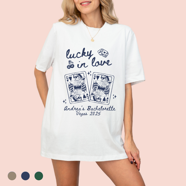 Playera oversize personalizada "Lucky in Love"