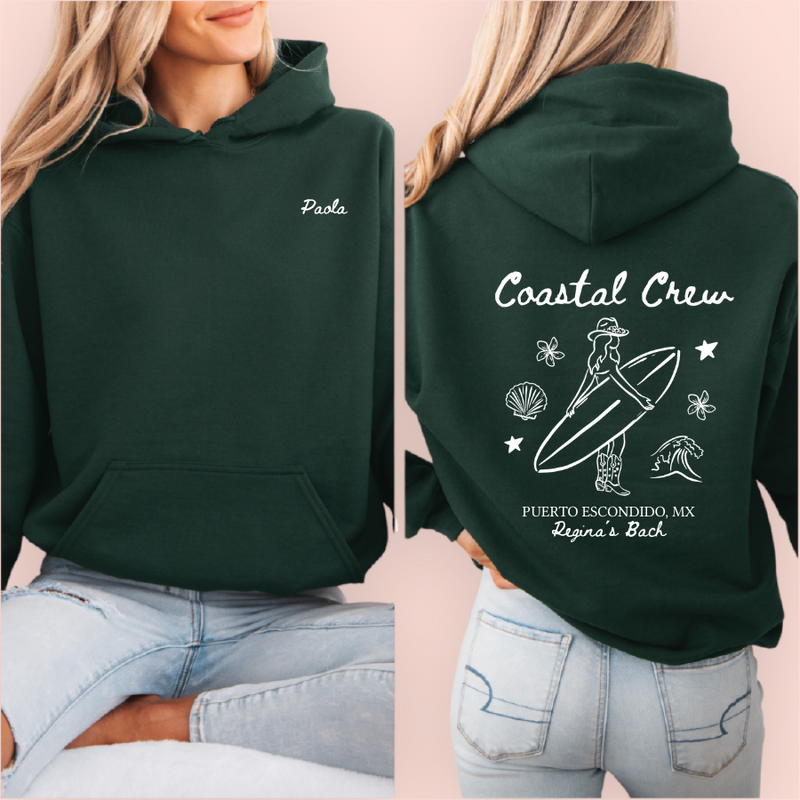 Sudadera verde personalizada "coastal crew"