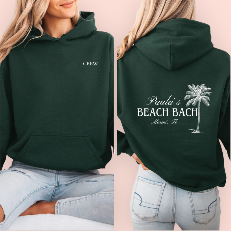 Sudadera verde personalizada "beach bach"