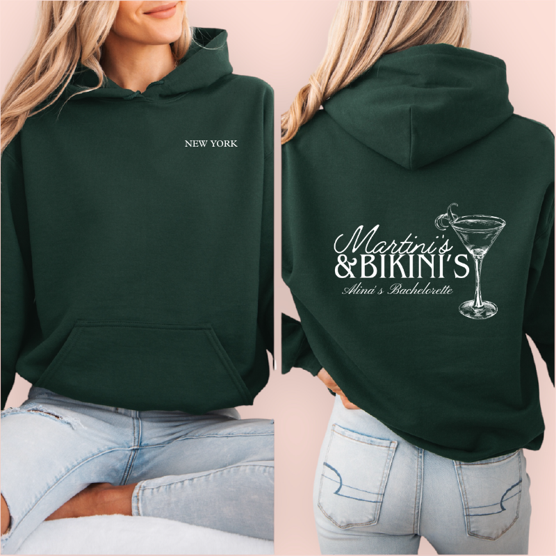 Sudadera verde personalizada "martinis & bikinis"