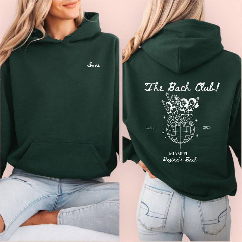 Sudadera verde personalizada "the bach club"