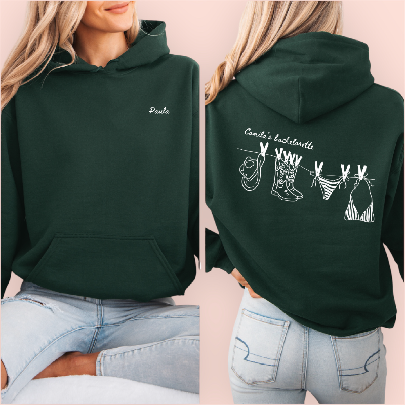Sudadera verde personalizada "Boots and Bikinis"