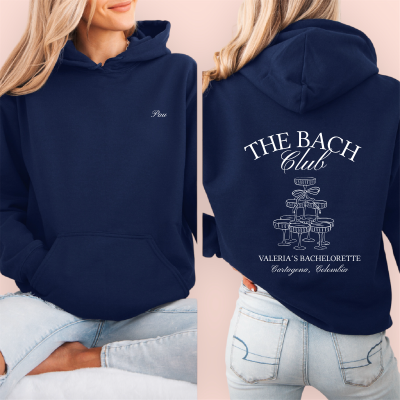 Sudadera azul marino personalizada "the bach club"