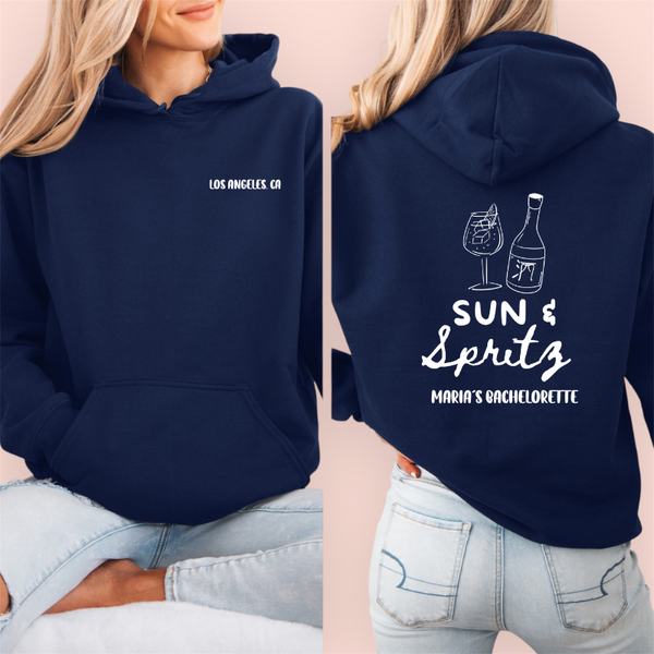 Sudadera azul marino personalizada "sun & spritz"