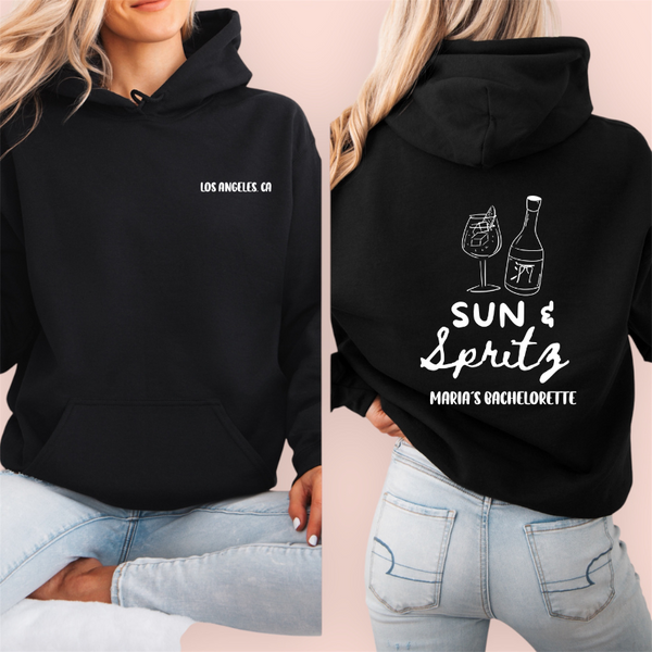 Sudadera negra personalizada "sun & spritz"