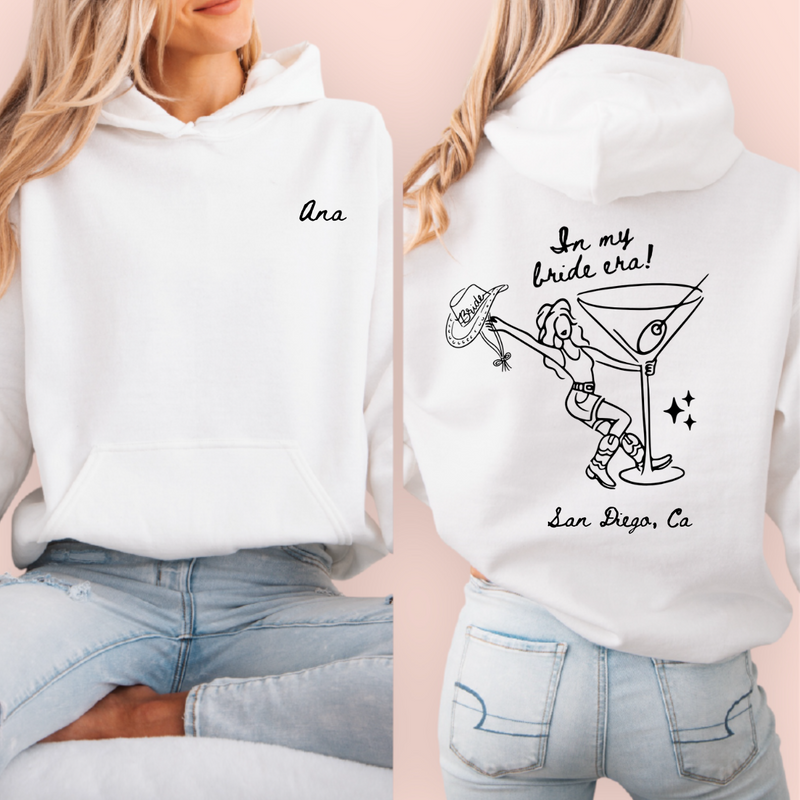 Sudadera blanca personalizada "in my bride era"
