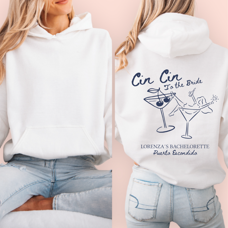 Sudadera blanca personalizada "cinn cin to the bride"