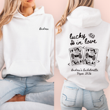 Sudadera blanca personalizada "lucky in love"