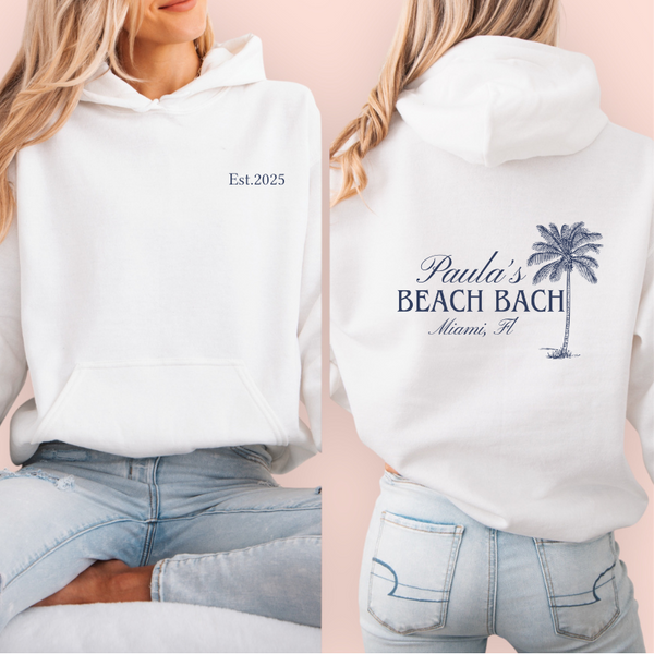 Sudadera blanca personalizada "beach bach"