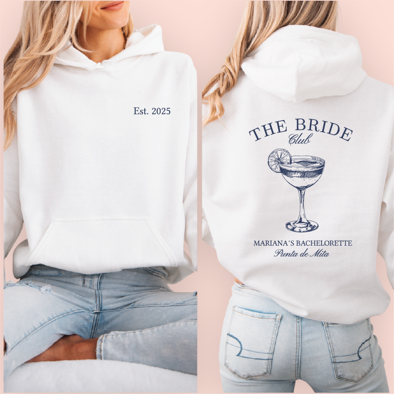 Sudadera blanca personalizada "the bride club"