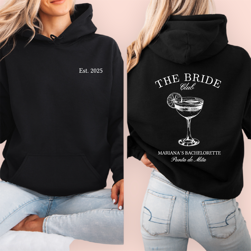 Sudadera negra personalizada "the bride club"