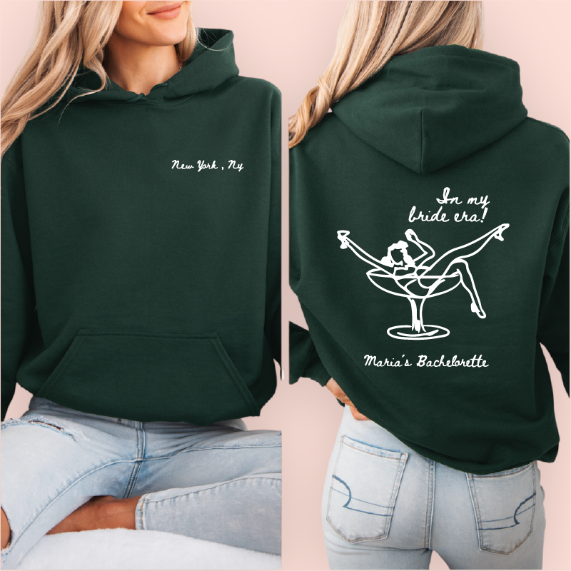 Sudadera verde personalizada "In my bride era"
