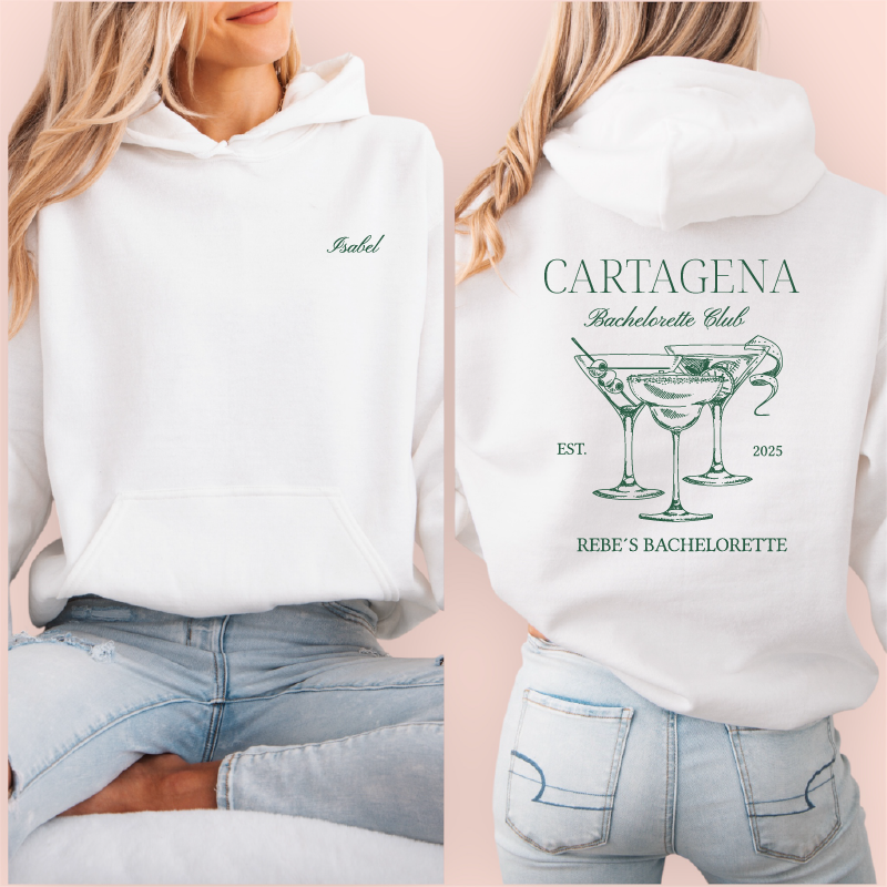 Sudadera blanca personalizada "bachelorette club"