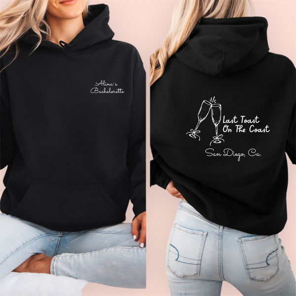 Sudadera negra personalizada "last toast on the coast"