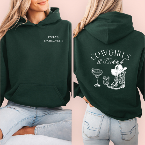 Sudadera verde personalizada "cowgirls & cocktails"