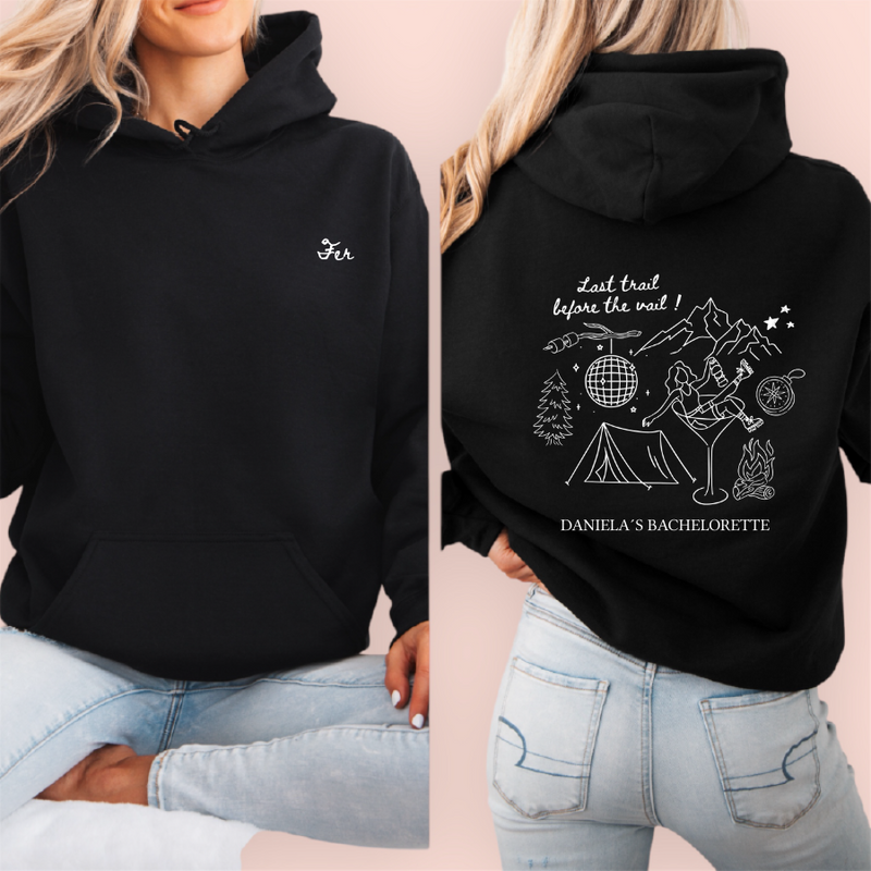 Sudadera negra personalizada "last trail before the vail"