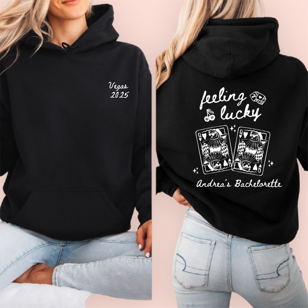 Sudadera negra personalizada "feeling lucky"
