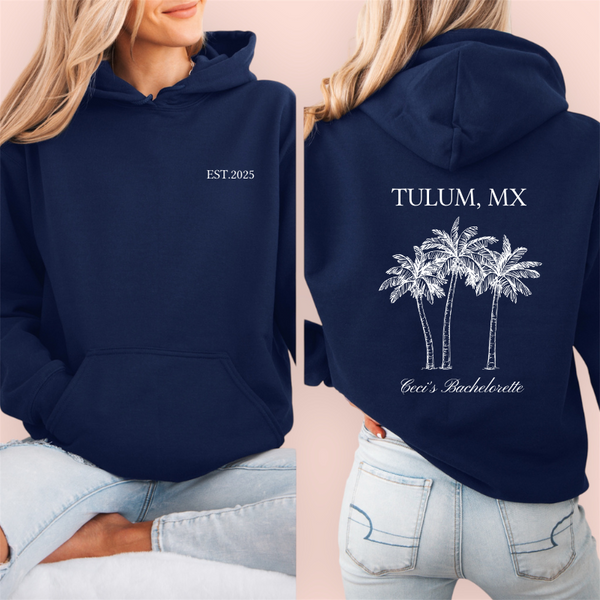 Sudadera azul marino personalizada "palmtrees"