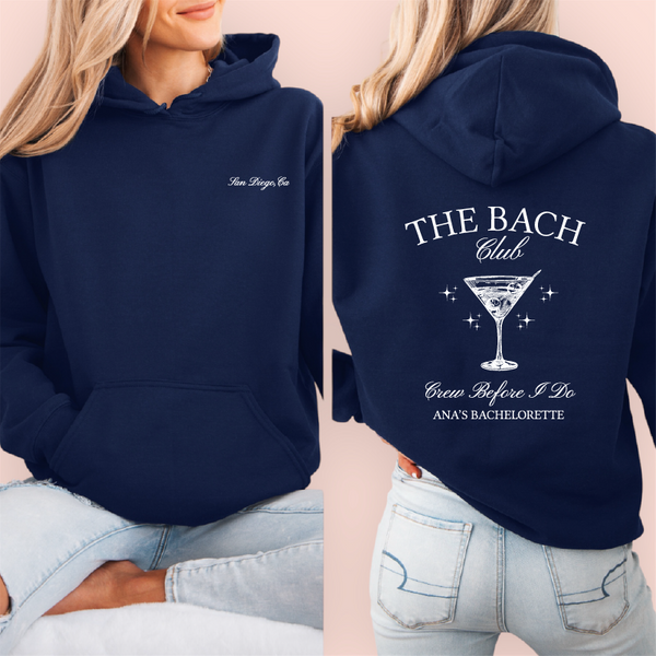 Sudadera azul marino personalizada "the bach club"