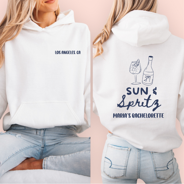 Sudadera blanca personalizada "sun & spritz"