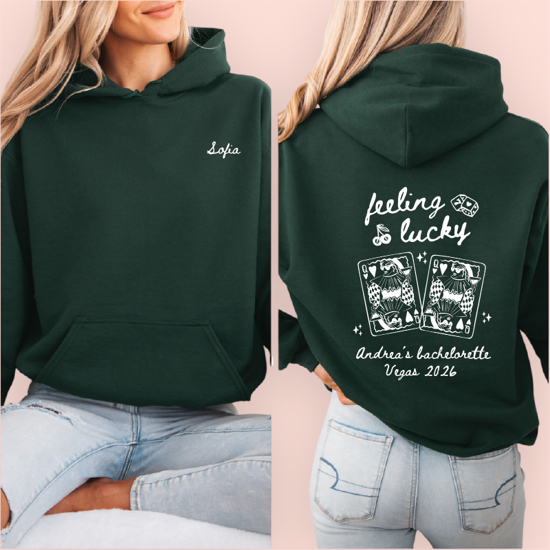 Sudadera verde personalizada "feeling lucky"