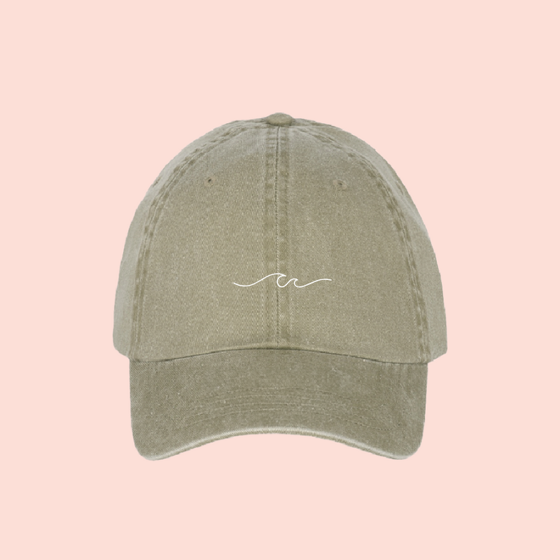 Gorra verde-olivo deslavada  "ocean waves"