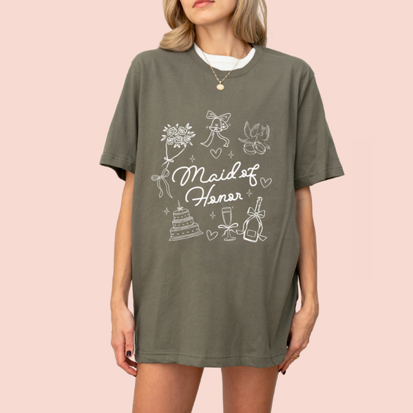 Playera oversize personalizada "Maid of honor"