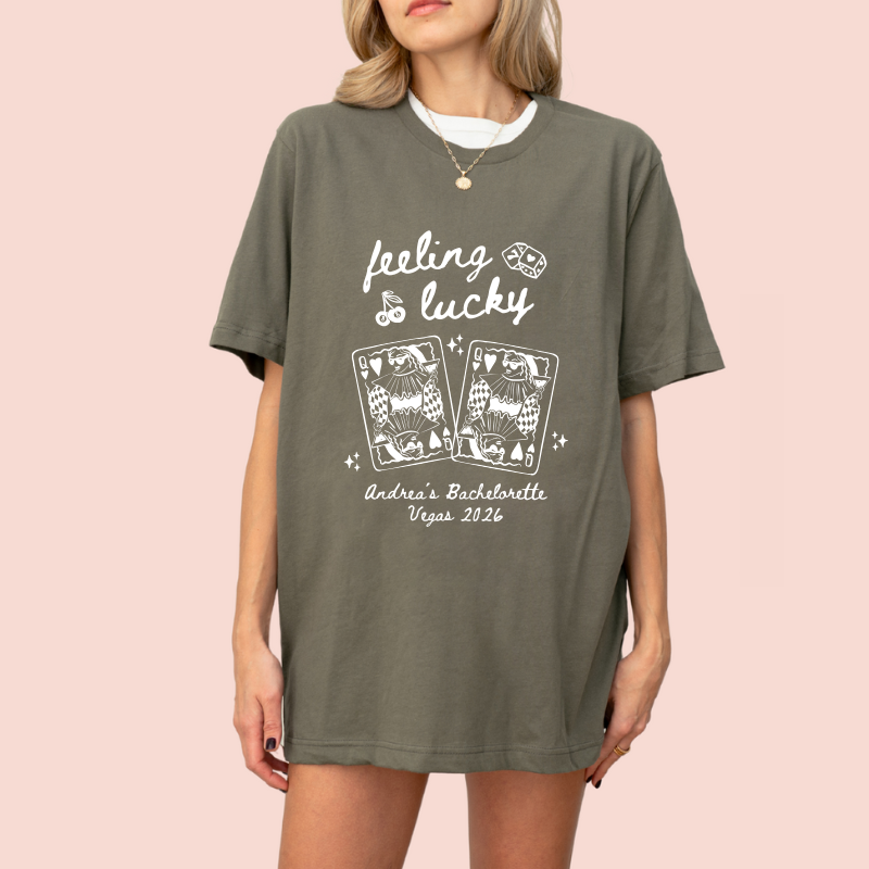 Playera oversize personalizada "Feeling lucky"