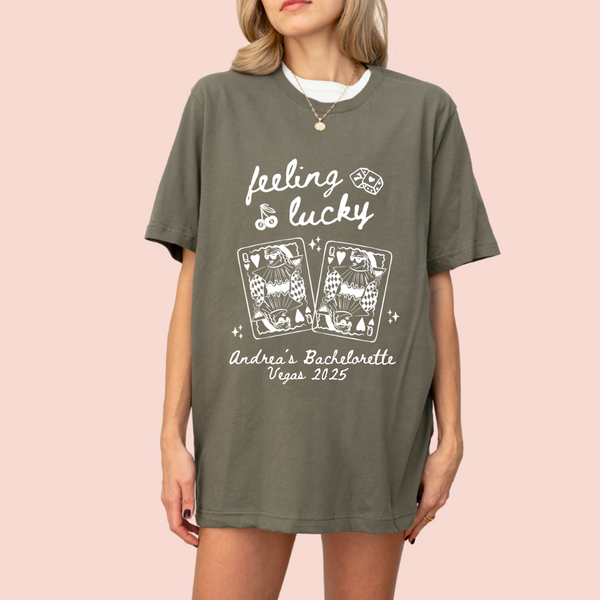 Playera oversize personalizada "Feeling lucky"