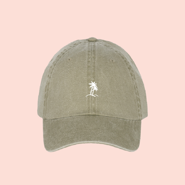 Gorra verde-olivo deslavada  "palmtrees"
