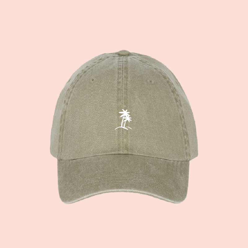 Gorra verde-olivo deslavada  "palmtrees"
