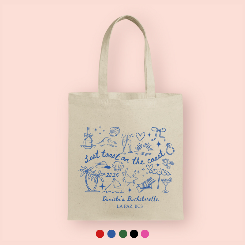 Tote bag "last toast on the coast" personalizada