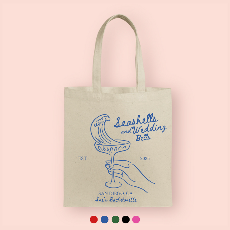Tote bag "seashells and wedding bells" personalizada