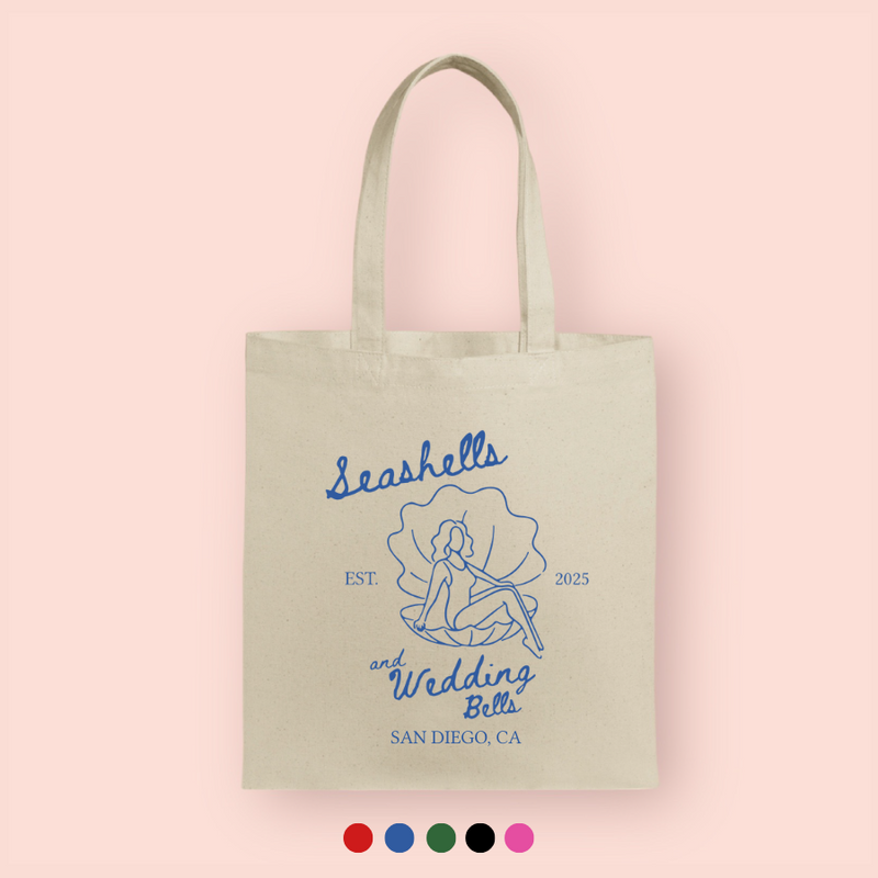 Tote bag "seashells and wedding bells" personalizada