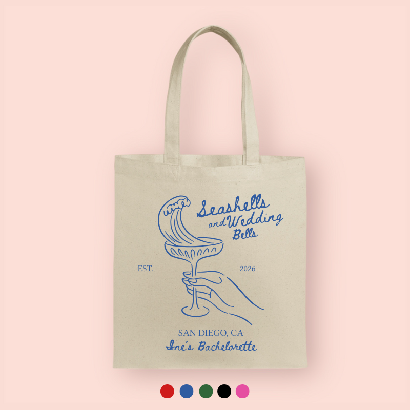 Tote bag "seashells and wedding bells" personalizada