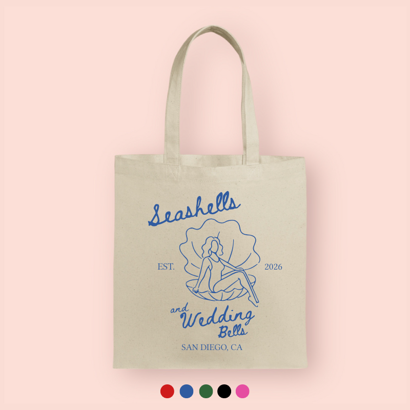 Tote bag "seashells and wedding bells" personalizada