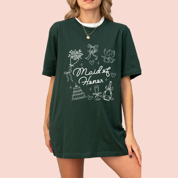 Playera oversize personalizada "Maid of honor"