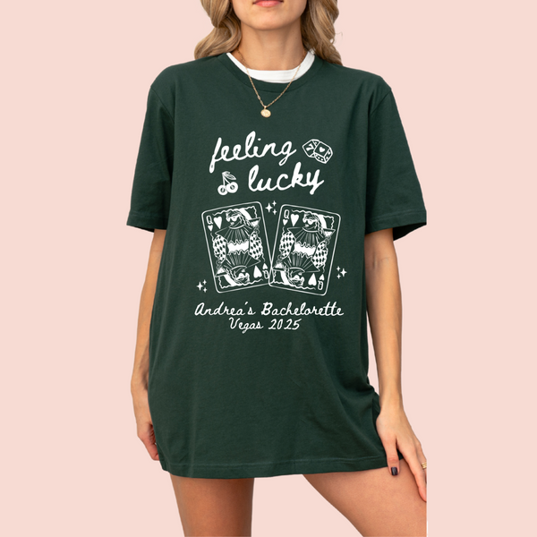 Playera oversize personalizada "Feeling lucky"