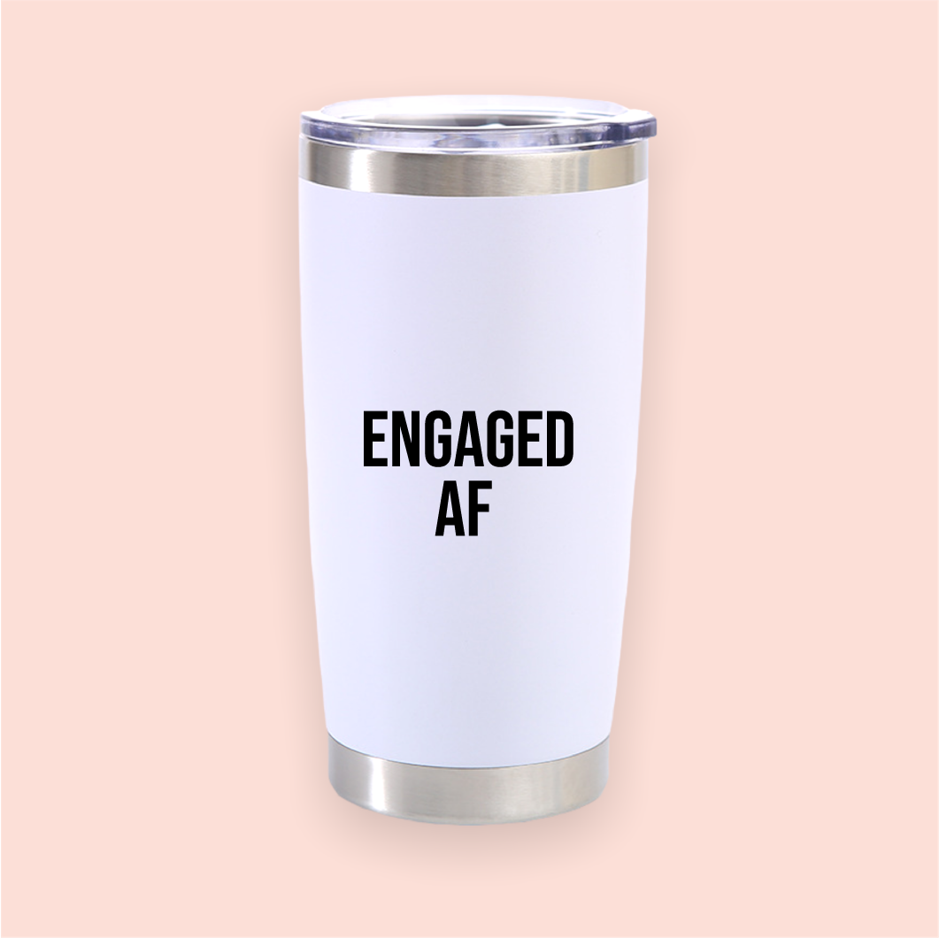 Vaso de acero blanco "Engaged AF"