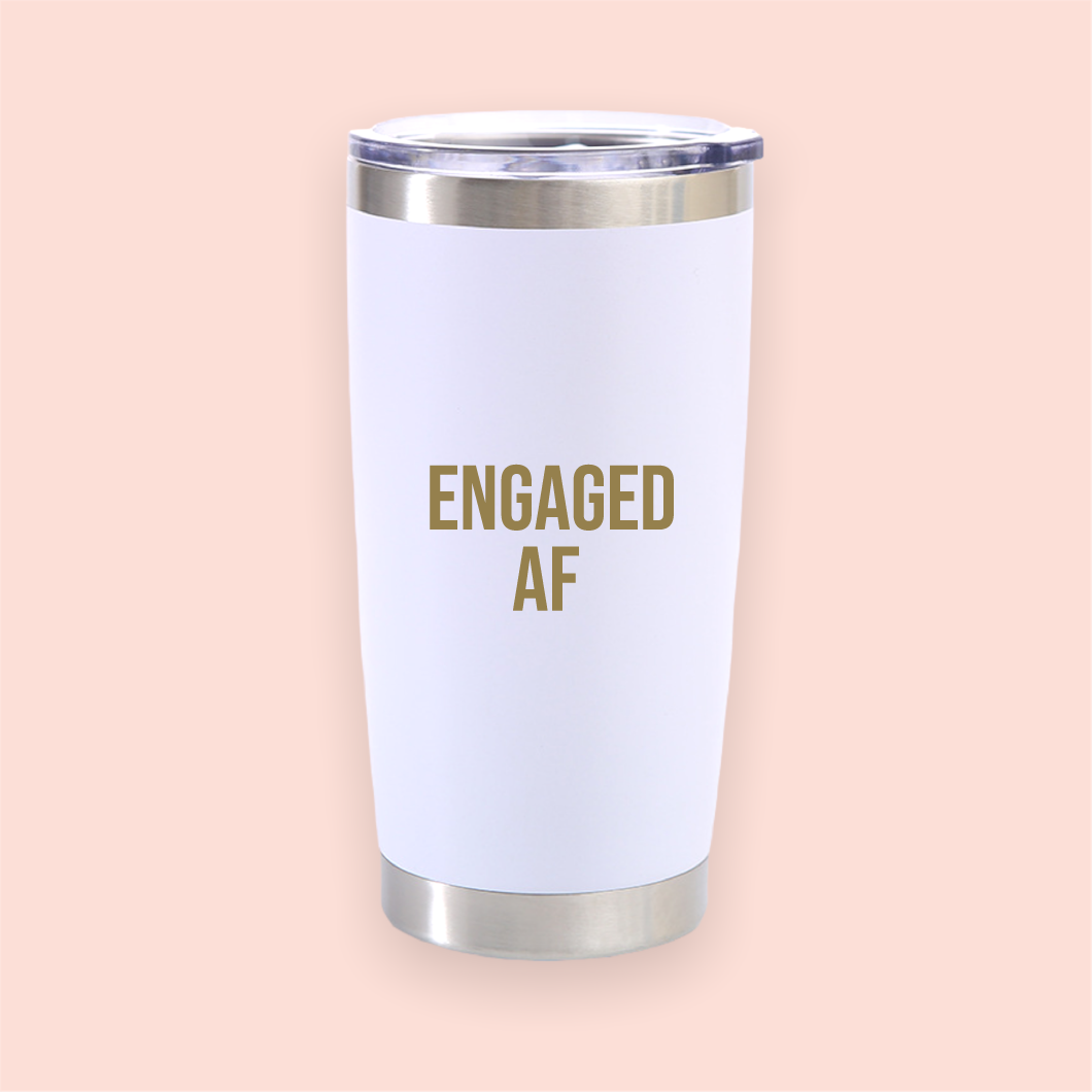 Vaso de acero blanco "Engaged AF"