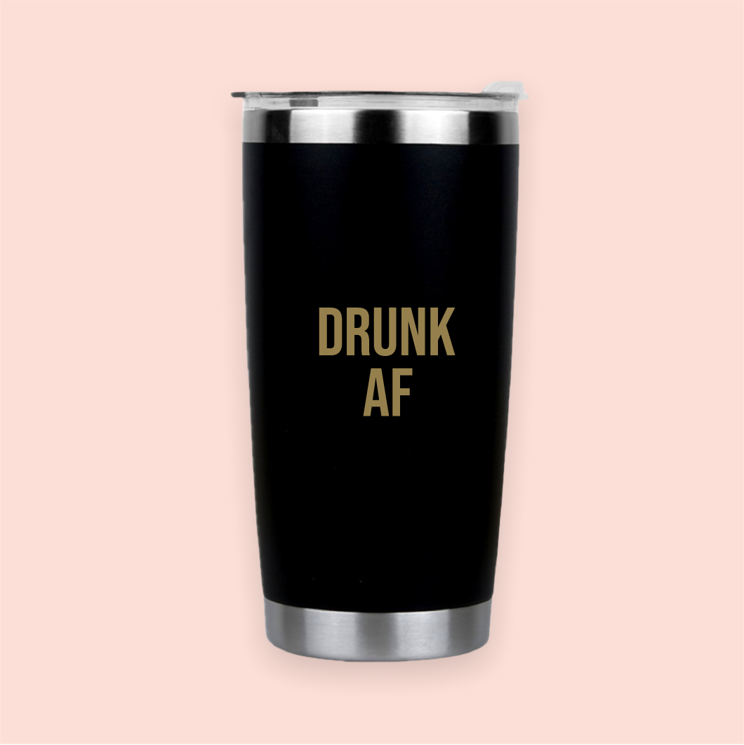 Vaso de acero negro "Drunk AF"