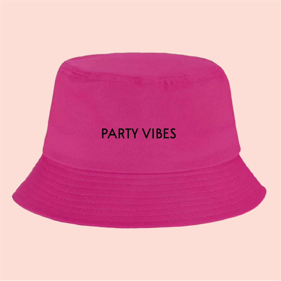 Bucket hat rosa "party vibes"