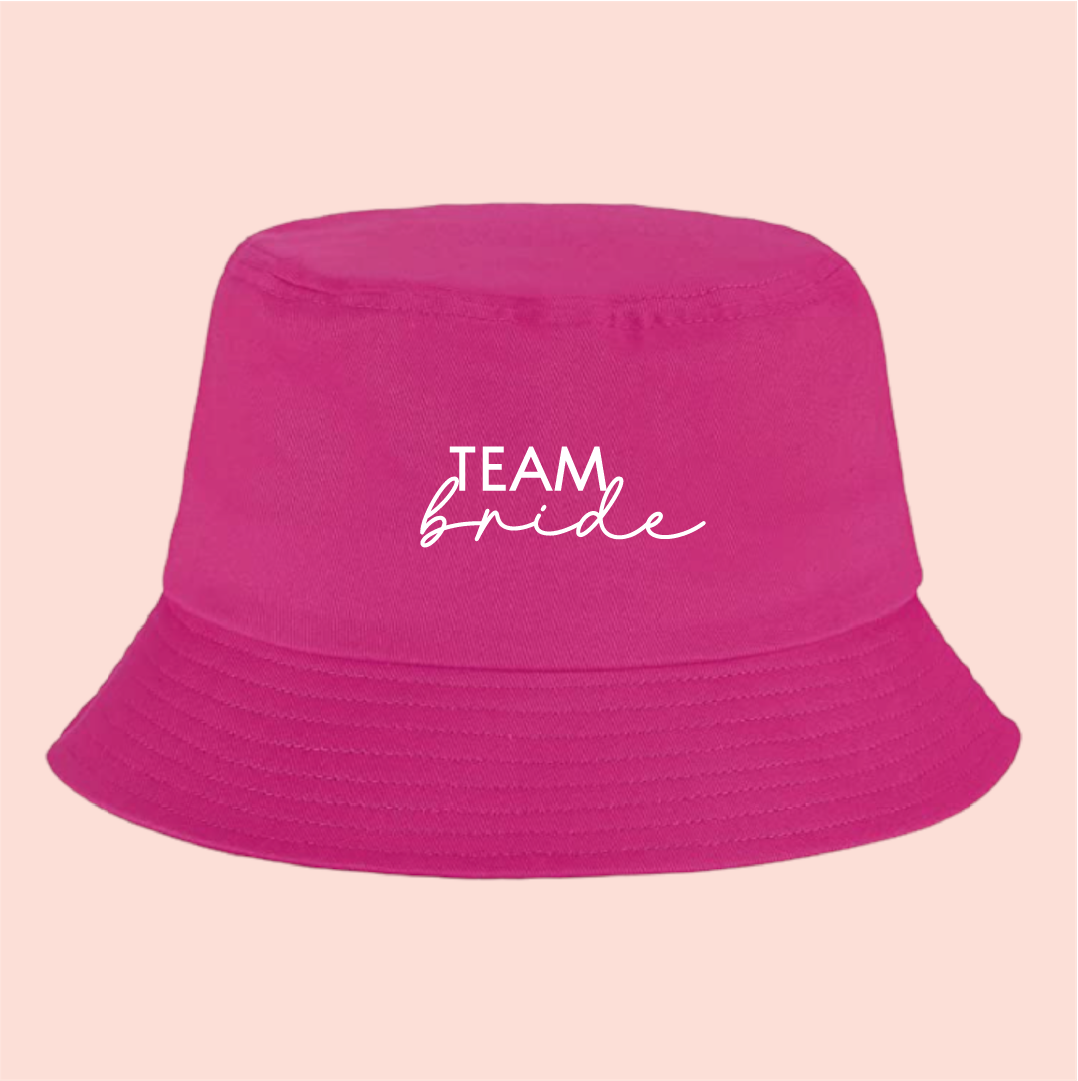 Bucket hat rosa "Team bride"