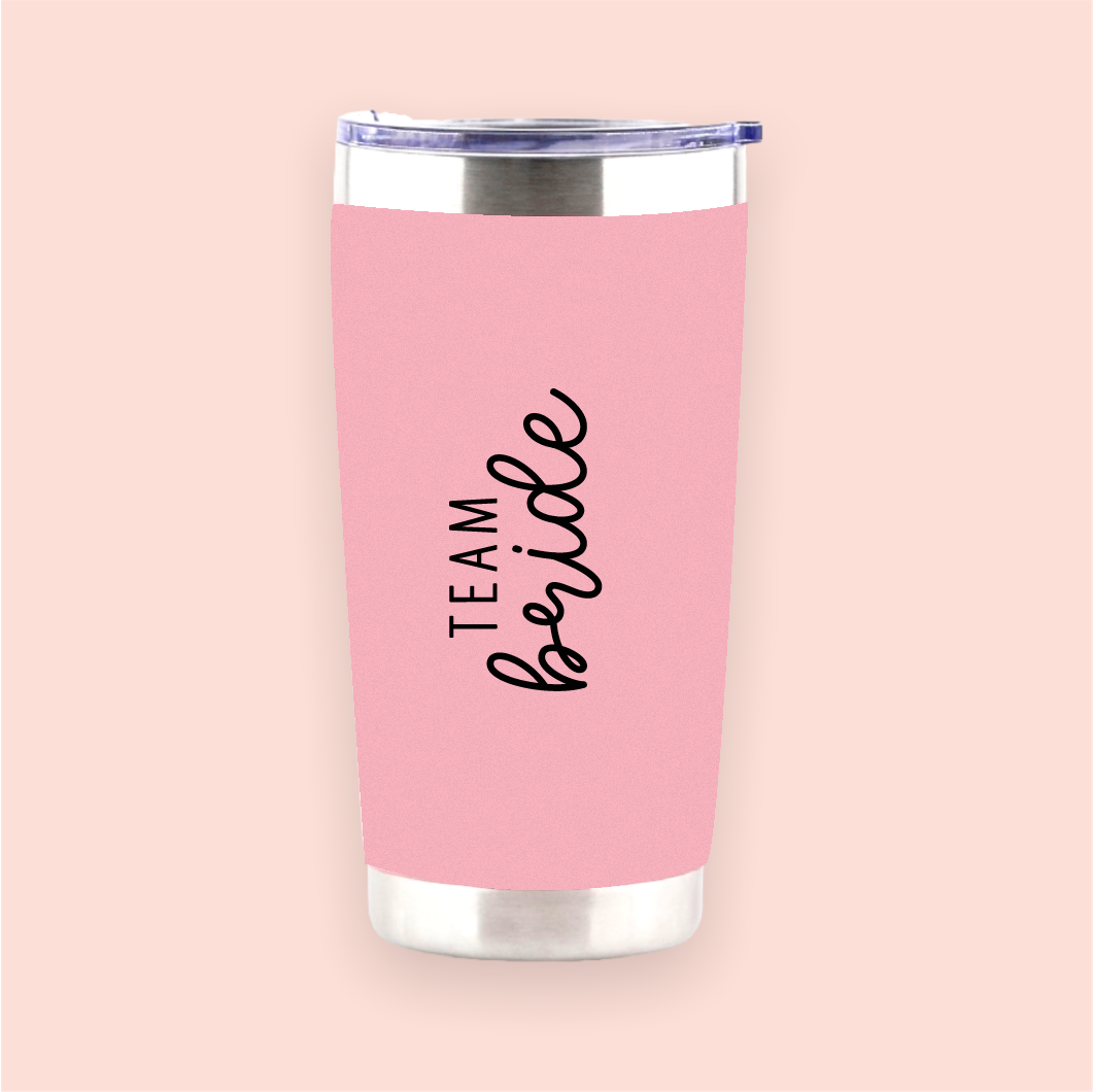 Vaso de acero rosa "Team bride"