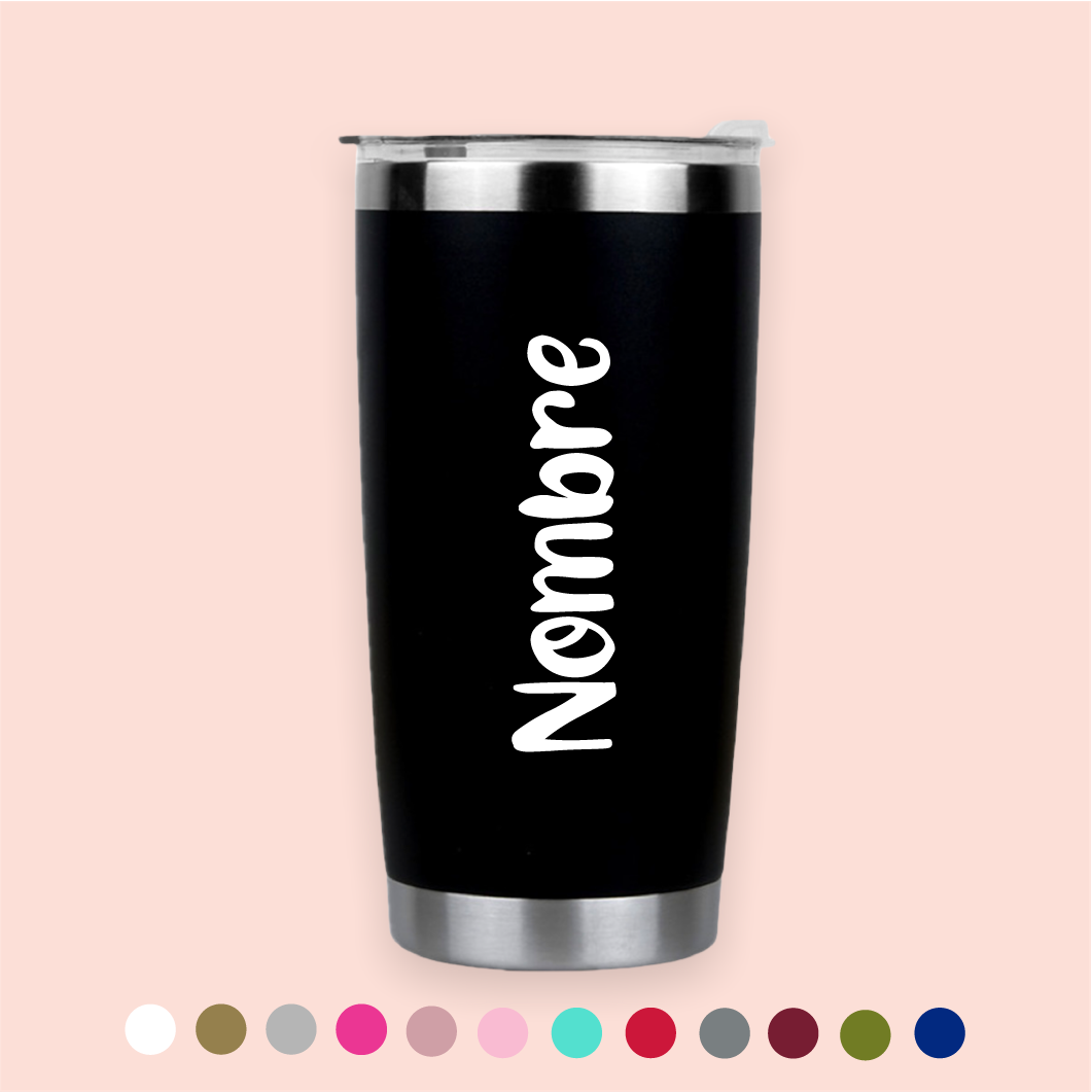 Vaso de acero negro personalizado