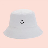Bucket hat blanco happy face