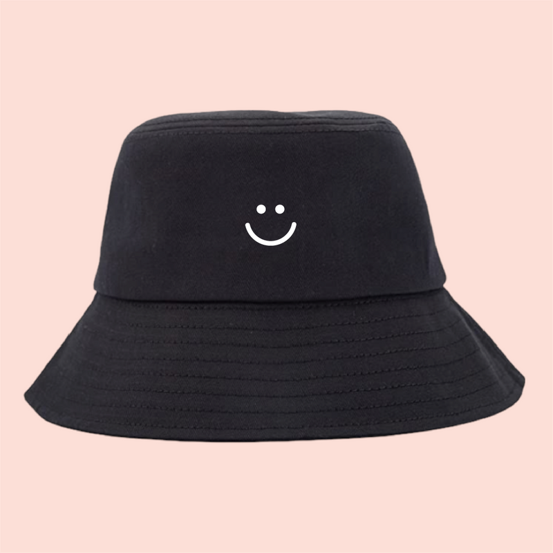 Bucket hat negro happy face
