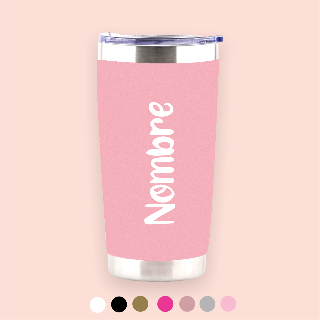 Vaso de acero rosa personalizado